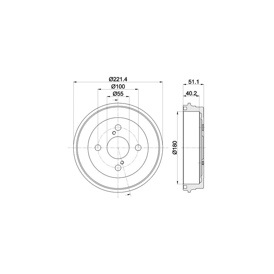 Hella 8DT 355 303-021 Brake Drum For Toyota Iq (AJ10)