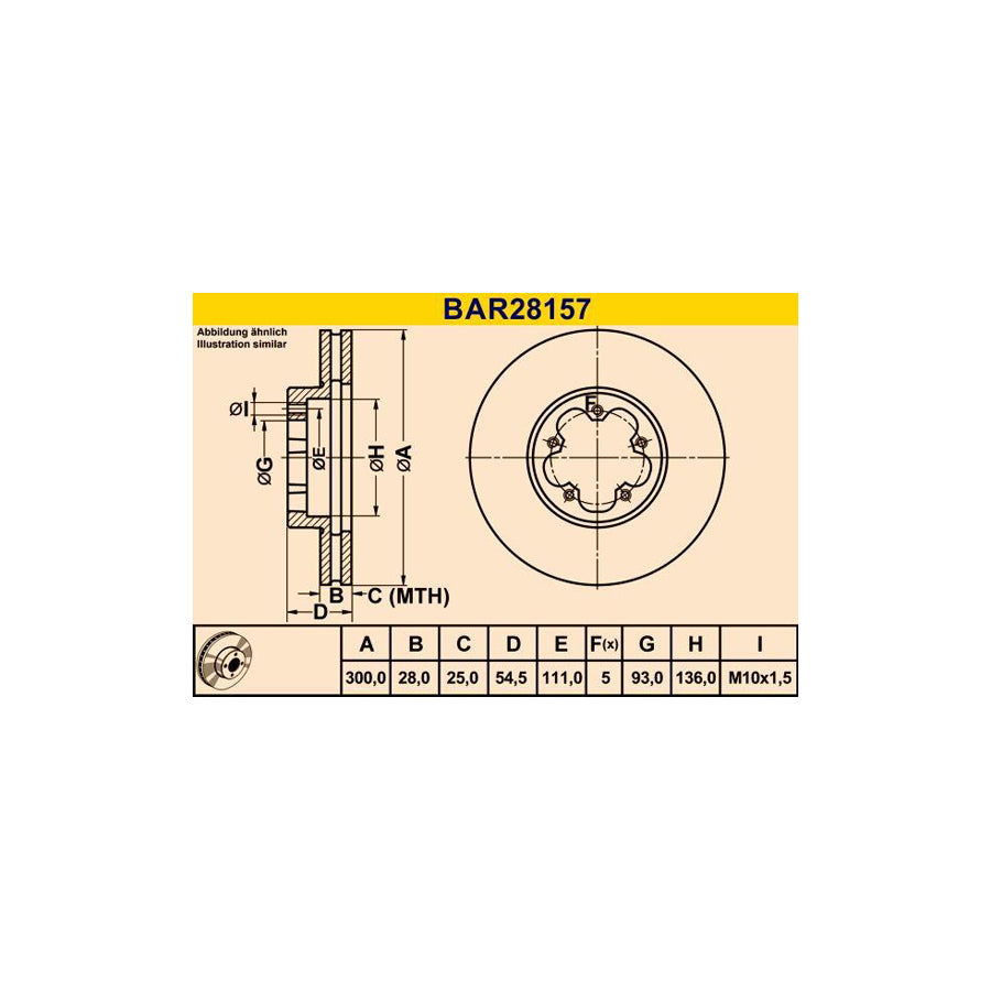 Barum BAR28157 Brake Disc For Ford Transit