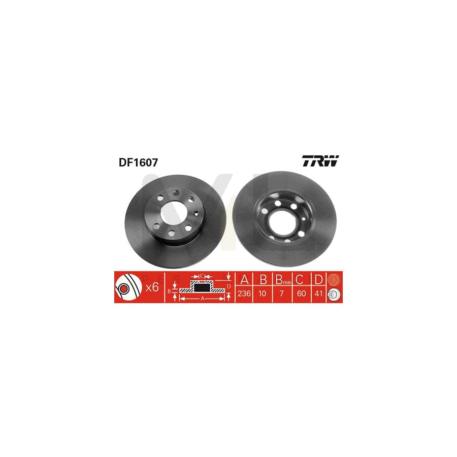 TRW DF1607 Brake Disc Solid, Painted, with bolts/screws | ML Performance Car Parts