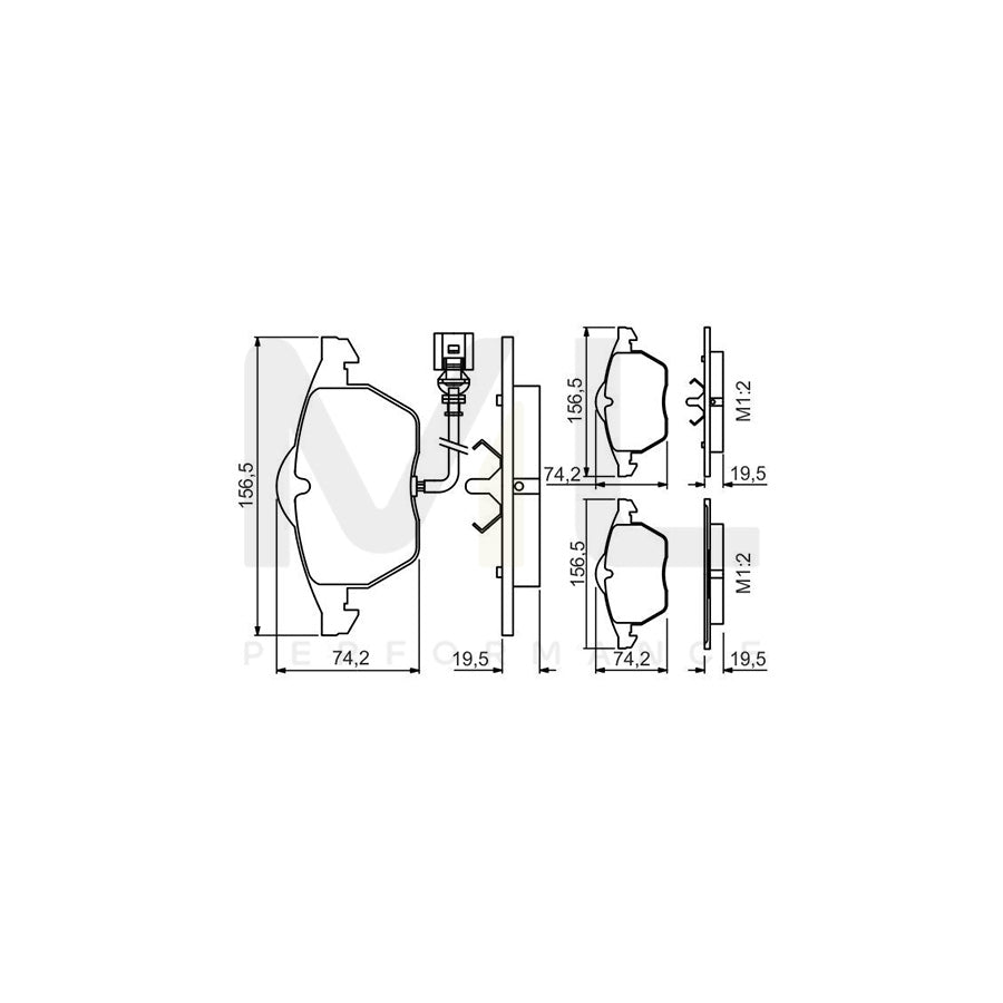 Bosch 0986495249 Brake Pad Set With Integrated Wear Sensor, With Piston Clip BP1548 | ML Performance Car Parts