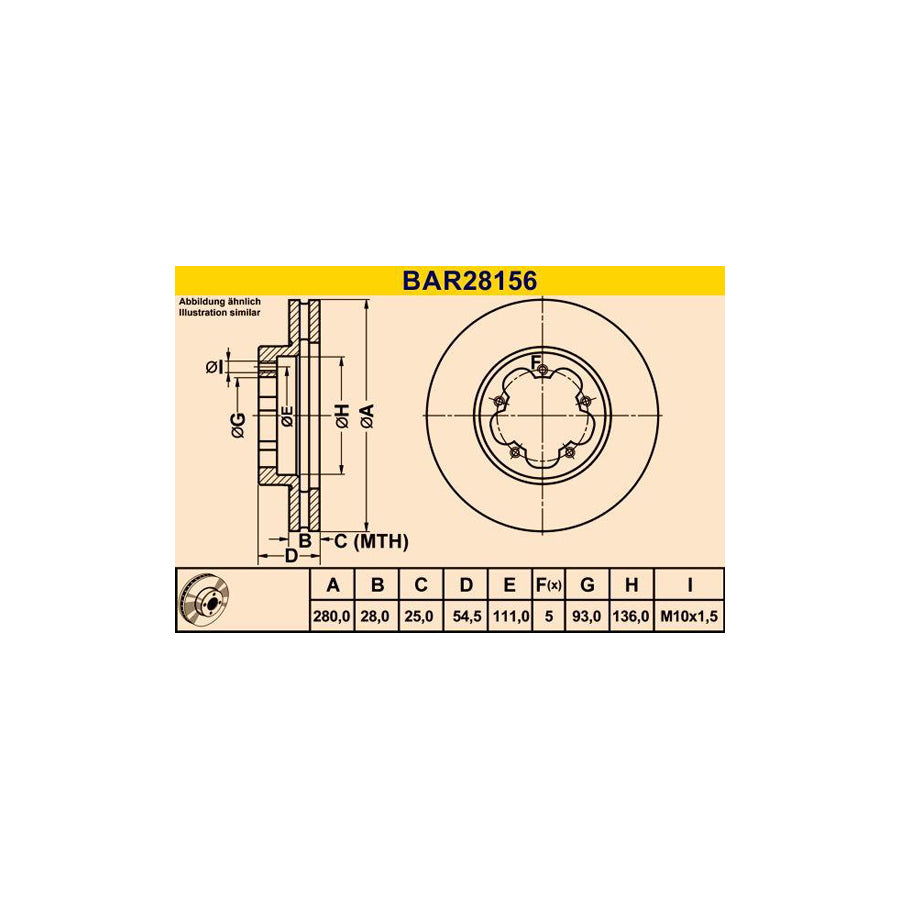 Barum BAR28156 Brake Disc For Ford Transit