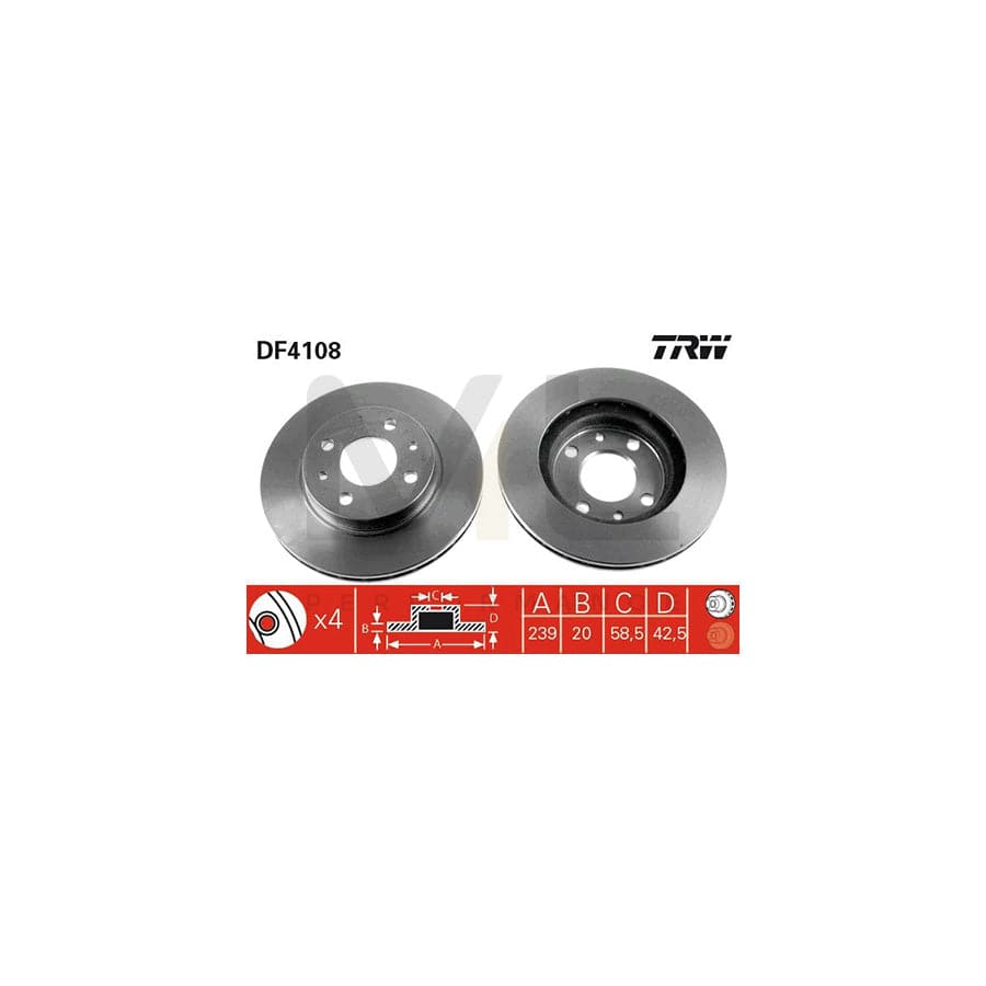 TRW DF4108 Brake Disc Vented, Painted | ML Performance Car Parts