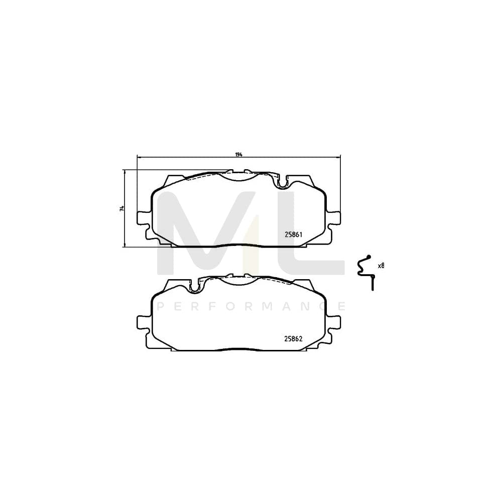 Hella 8DB 355 021-641 Brake Pad Set Prepared For Wear Indicator, With Accessories | ML Performance Car Parts