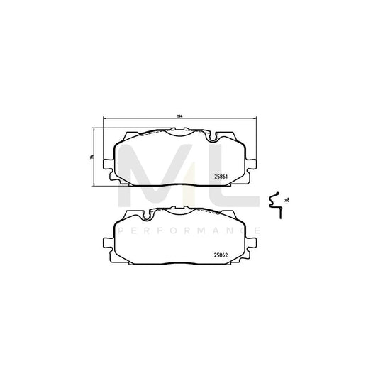 Hella 8DB 355 021-641 Brake Pad Set Prepared For Wear Indicator, With Accessories | ML Performance Car Parts