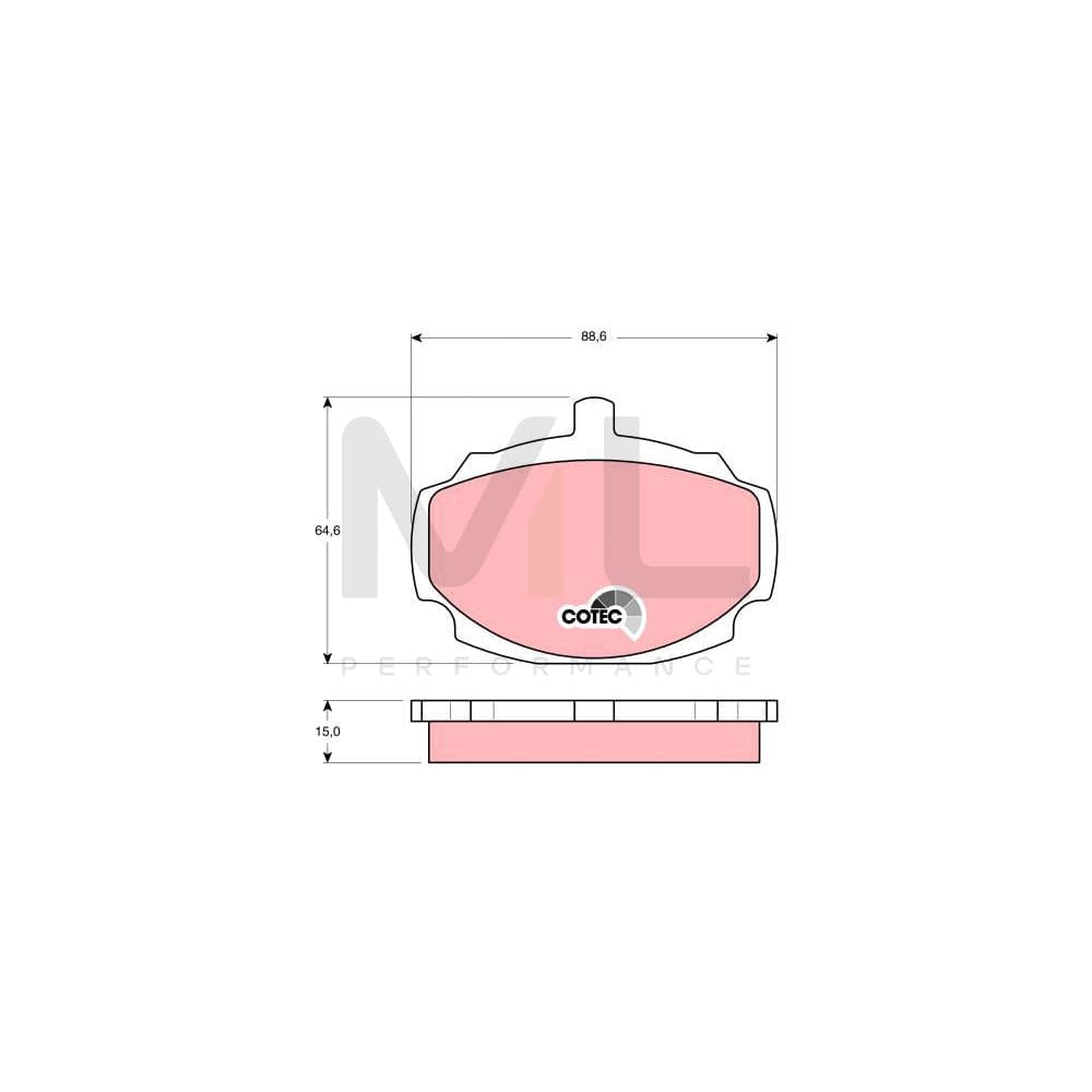 TRW Cotec Gdb331 Brake Pad Set For Mg Mgb Not Prepared For Wear Indicator | ML Performance Car Parts