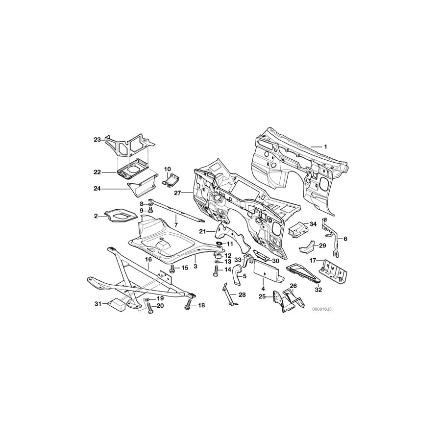 Genuine BMW 51718398509 E36 Lower Battery Closing Panel (Inc. Z3) | ML Performance UK Car Parts