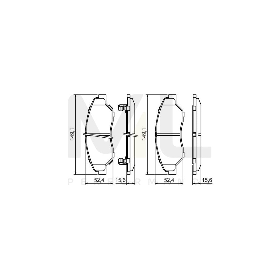 Bosch 0986424696 Brake Pad Set With Acoustic Wear Warning, With Anti-Squeak Plate BP409 | ML Performance Car Parts