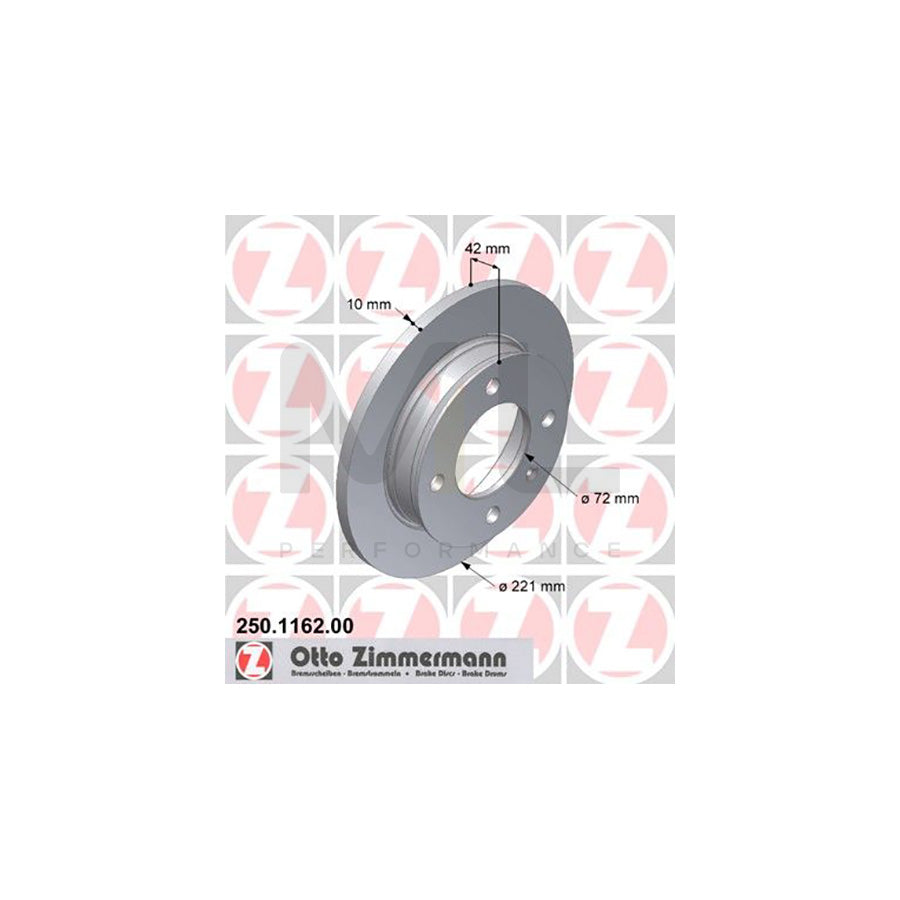 ZIMMERMANN 250.1162.00 Brake Disc for FORD FIESTA Solid | ML Performance Car Parts