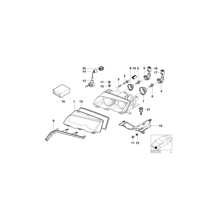 Genuine BMW 63126923411 E46 Left Cover Glass ZKW (Inc. 330i, 325xi & 328i) | ML Performance UK Car Parts