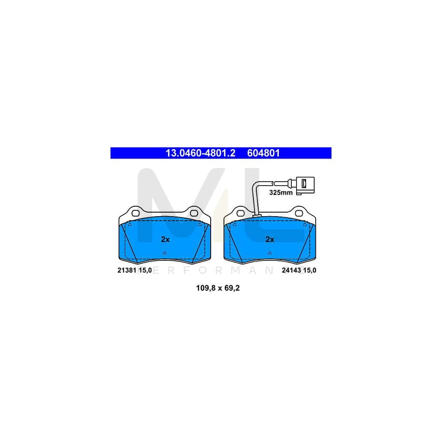 ATE 13.0460-4801.2 Brake pad set for SEAT Leon I Hatchback (1M1) incl. wear warning contact | ML Performance Car Parts