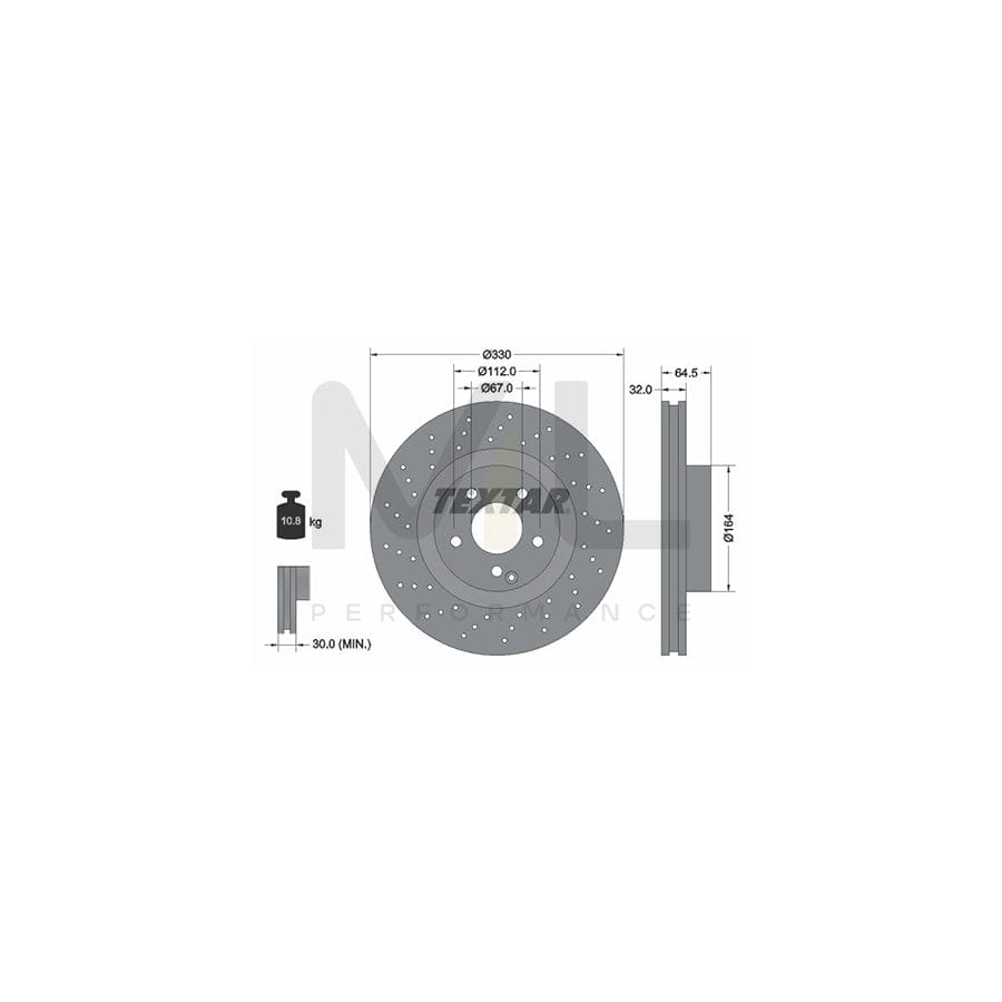 TEXTAR 92120200 Brake Disc Internally Vented, Perforated, without wheel hub, without wheel studs | ML Performance Car Parts