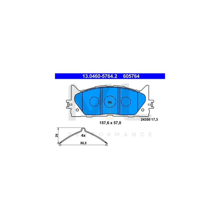 ATE 13.0460-5764.2 Brake pad set excl. wear warning contact, not prepared for wear indicator, with accessories | ML Performance Car Parts