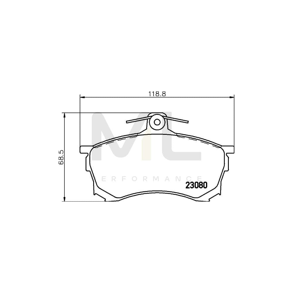 Hella 8DB 355 016-671 Brake Pad Set For Mitsubishi Carisma With Acoustic Wear Warning, With Brake Caliper Screws | ML Performance Car Parts