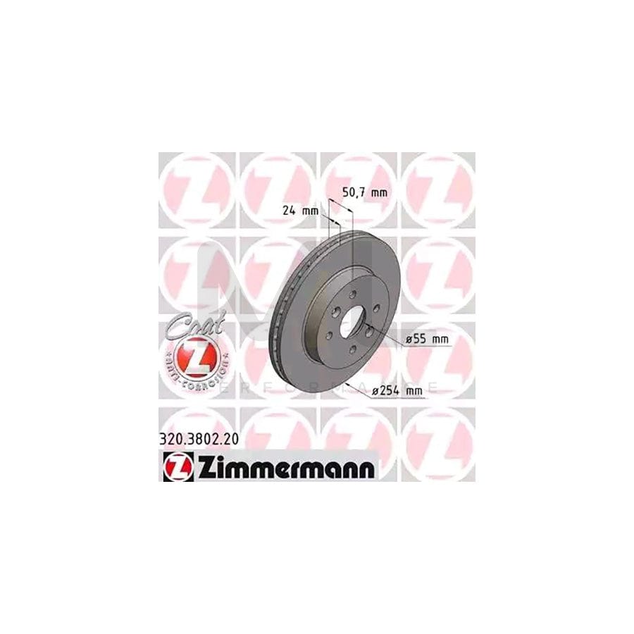 ZIMMERMANN COAT Z 320.3802.20 Brake Disc for KIA RIO Internally Vented, Coated | ML Performance Car Parts