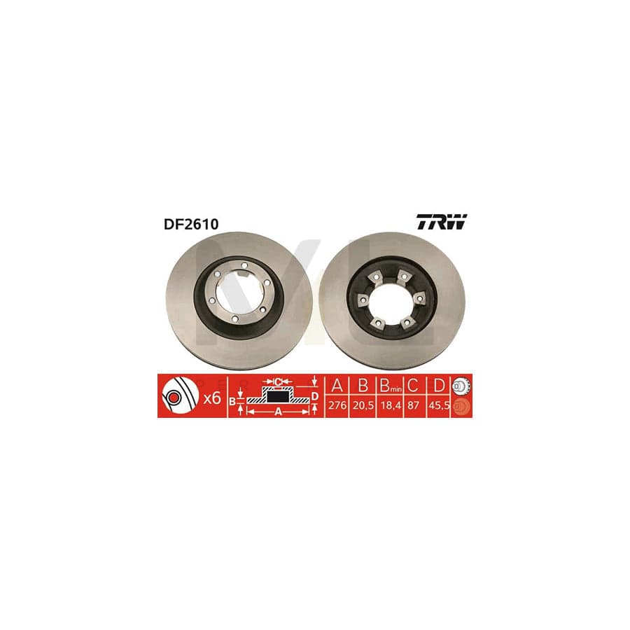 TRW DF2610 Brake Disc for MITSUBISHI PAJERO / SHOGUN Vented, Painted | ML Performance Car Parts