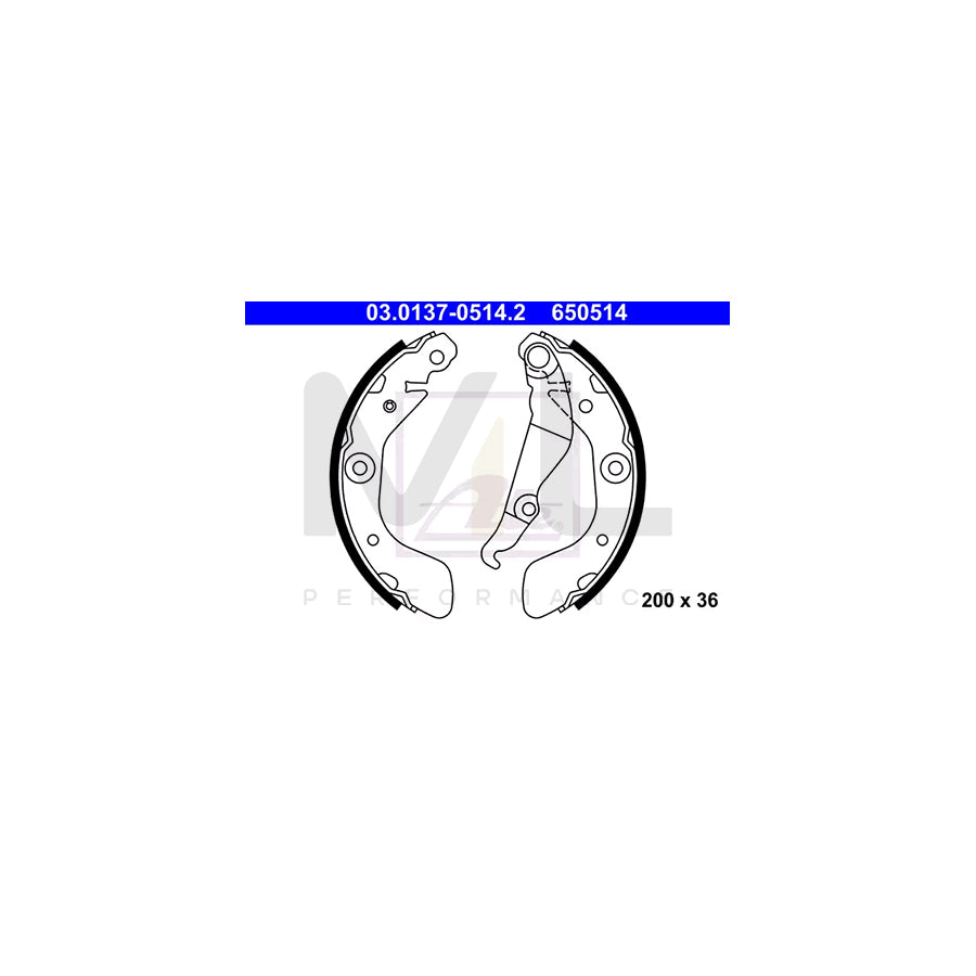 ATE 03.0137-0514.2 Brake Shoe Set with lever | ML Performance Car Parts