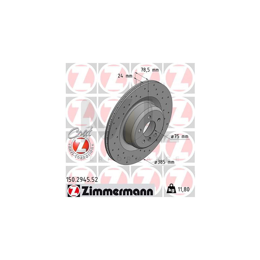 ZIMMERMANN SPORT COAT Z 150.2945.52 Brake Disc Internally Vented, Perforated, Coated, High-carbon | ML Performance Car Parts