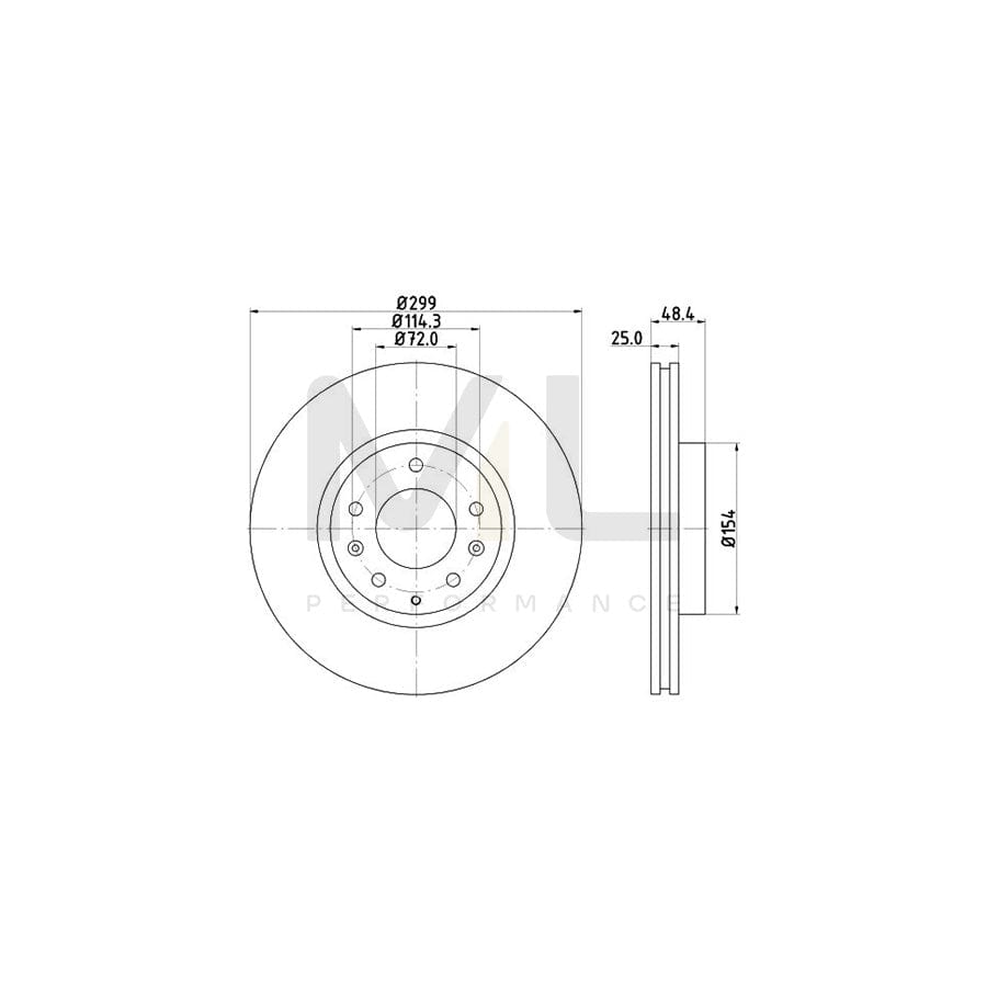 HELLA PRO 8DD 355 115-771 Brake Disc for MAZDA 6 Internally Vented, Coated, without wheel hub, without wheel studs | ML Performance Car Parts