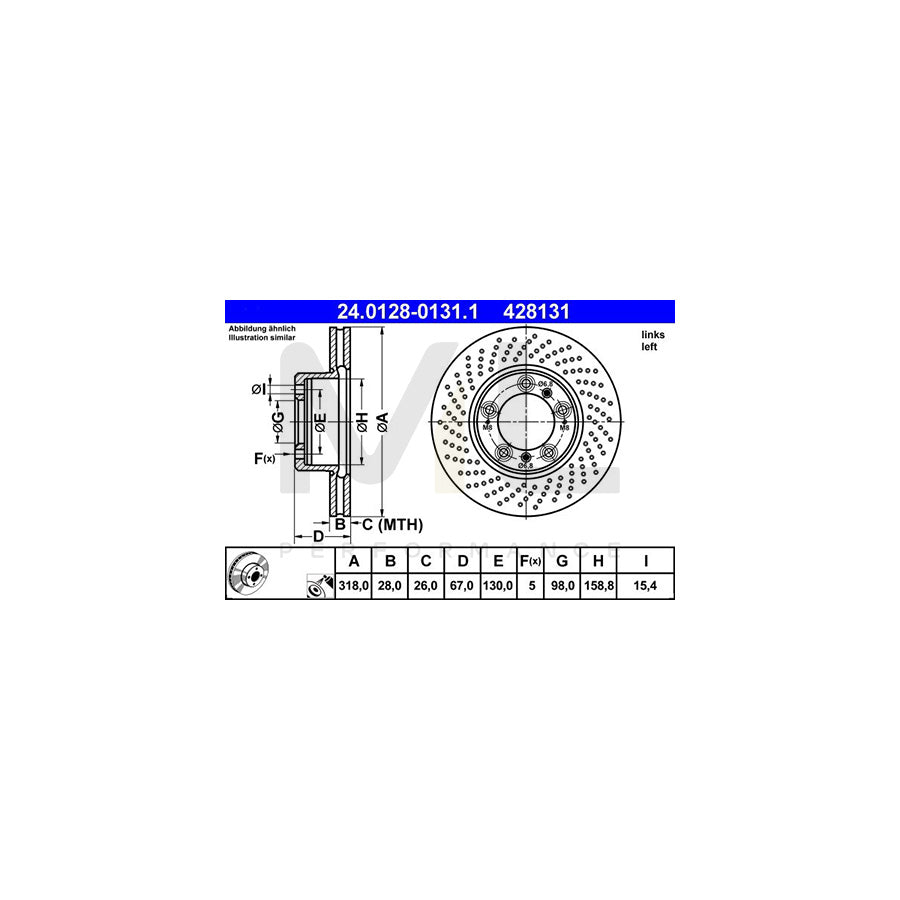 ATE 24.0128-0131.1 Brake Disc Perforated / Vented, Coated, Alloyed / High-carbon | ML Performance Car Parts