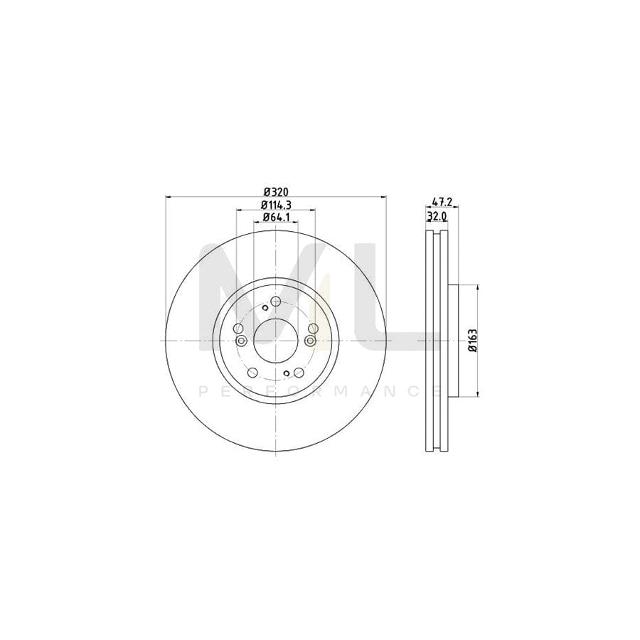 HELLA 8DD 355 116-091 Brake Disc for HONDA ACCORD Internally Vented, without wheel hub, without wheel studs | ML Performance Car Parts