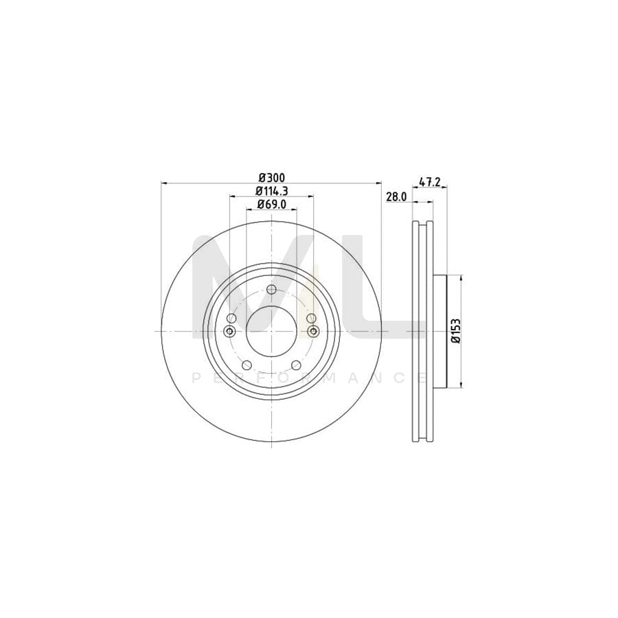 HELLA 8DD 355 114-511 Brake Disc Internally Vented, without wheel hub, without wheel studs | ML Performance Car Parts