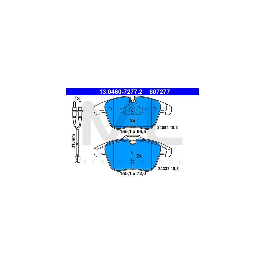 ATE 13.0460-7277.2 Brake pad set for PEUGEOT 508 incl. wear warning contact | ML Performance Car Parts