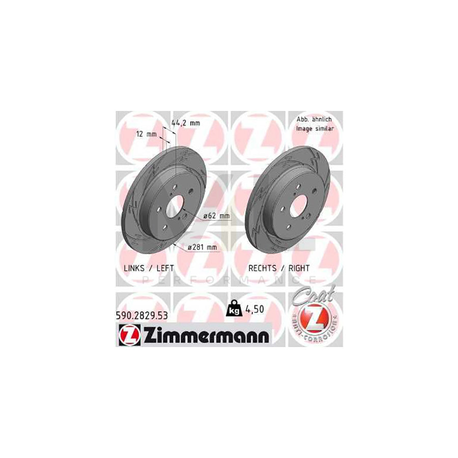 ZIMMERMANN 590.2829.53 Brake Disc Slotted, Solid, Coated | ML Performance Car Parts