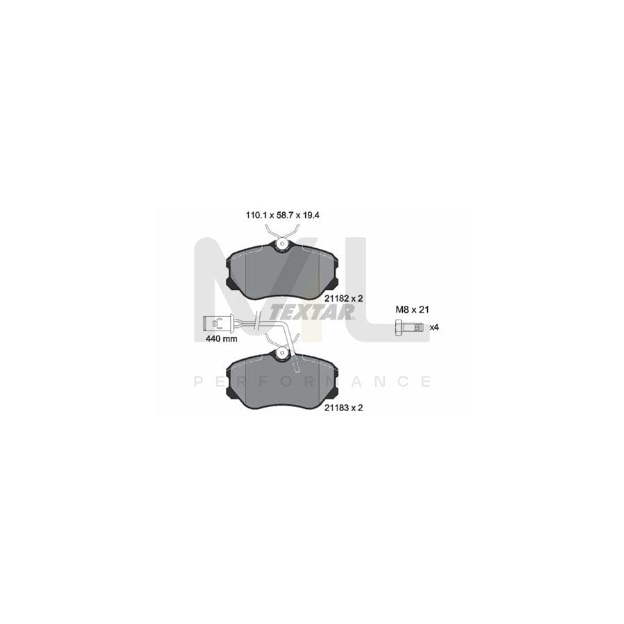 TEXTAR 2118204 Brake pad set for ALFA ROMEO 164 (164) with integrated wear warning contact, with brake caliper screws | ML Performance Car Parts