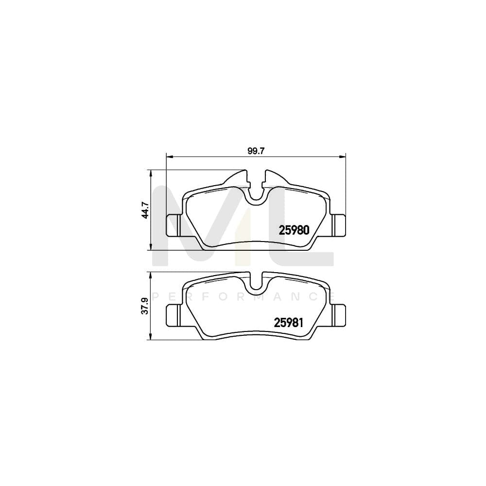 Hella 8DB 355 021-481 Brake Pad Set Prepared For Wear Indicator, With Brake Caliper Screws, With Accessories | ML Performance Car Parts