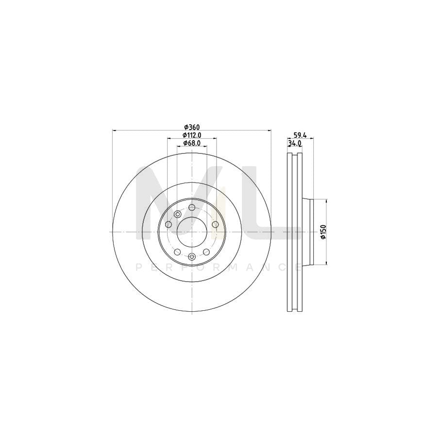 HELLA PRO 8DD 355 109-851 Brake Disc Internally Vented, Coated, without wheel hub, without wheel studs | ML Performance Car Parts