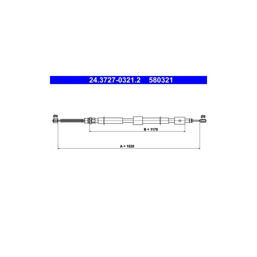 ATE 24.3727-0321.2 Hand Brake Cable For Citroen Zx EstATE (N2)