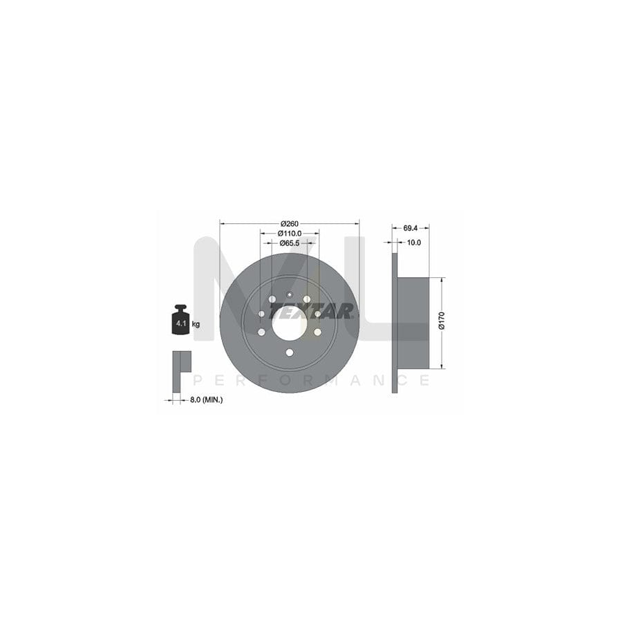 TEXTAR 92068800 Brake Disc Solid, without wheel hub, without wheel studs | ML Performance Car Parts