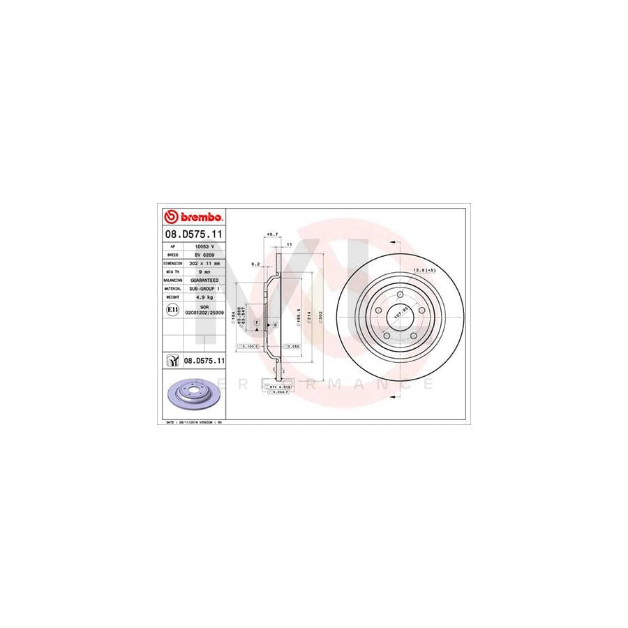 BREMBO 08.D575.11 Brake Disc Solid, Coated | ML Performance Car Parts