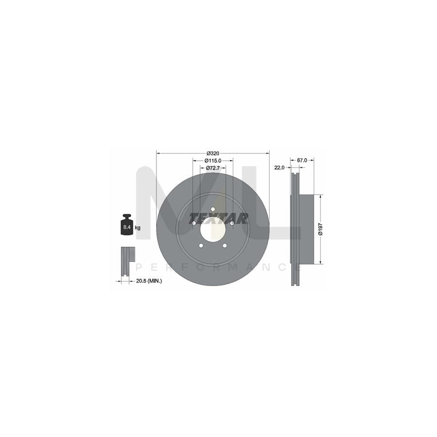 TEXTAR 92177205 Brake Disc Internally Vented, Coated, High-carbon, without wheel hub, without wheel studs | ML Performance Car Parts