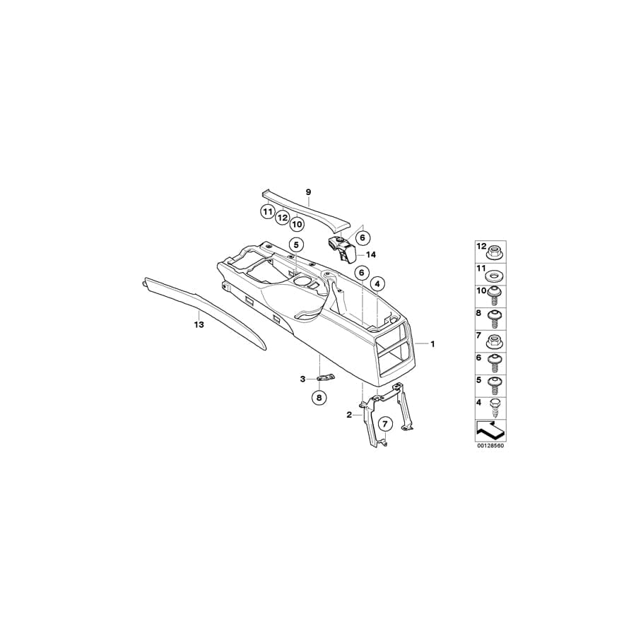 Genuine BMW 51167133196 E61 E60 Cover Center Console GRAU (Inc. 525i, 535d & 523i) | ML Performance UK Car Parts