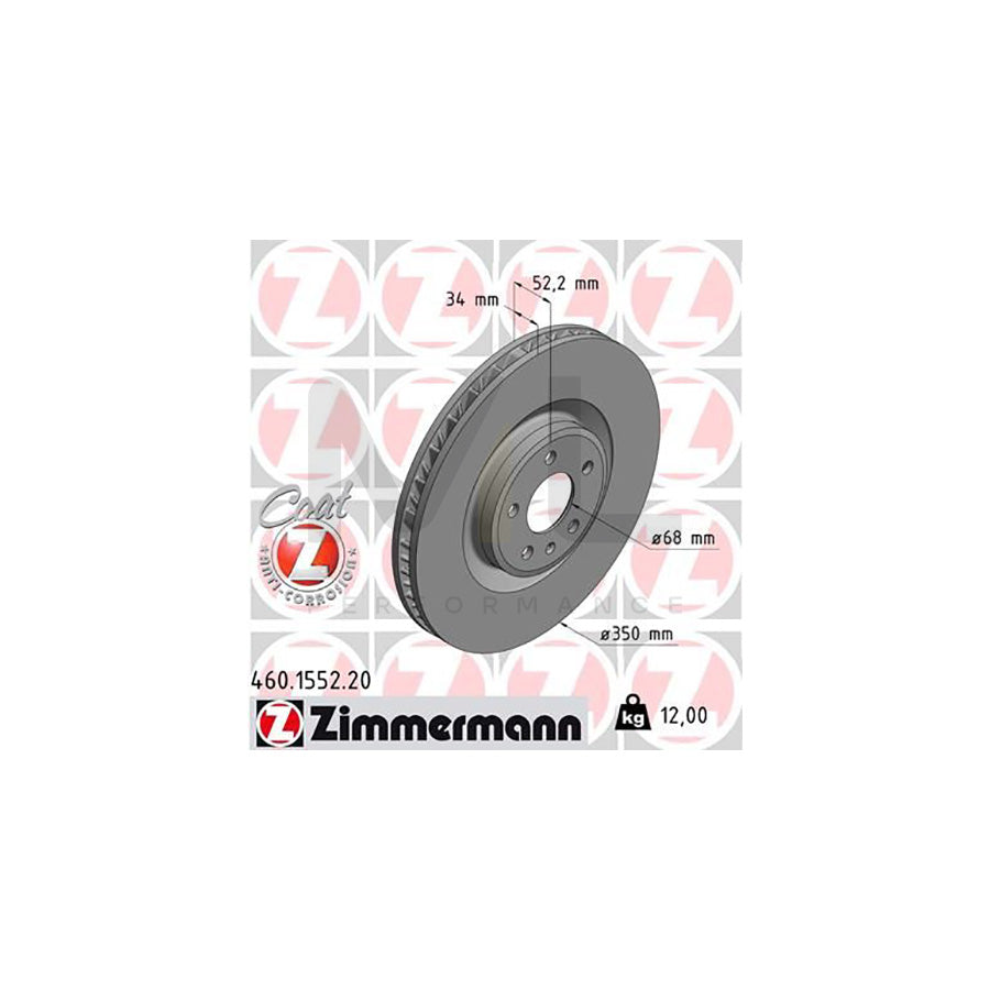 ZIMMERMANN COAT Z 460.1553.20 Brake Disc for PORSCHE Macan (95B) Internally Vented, Coated | ML Performance Car Parts