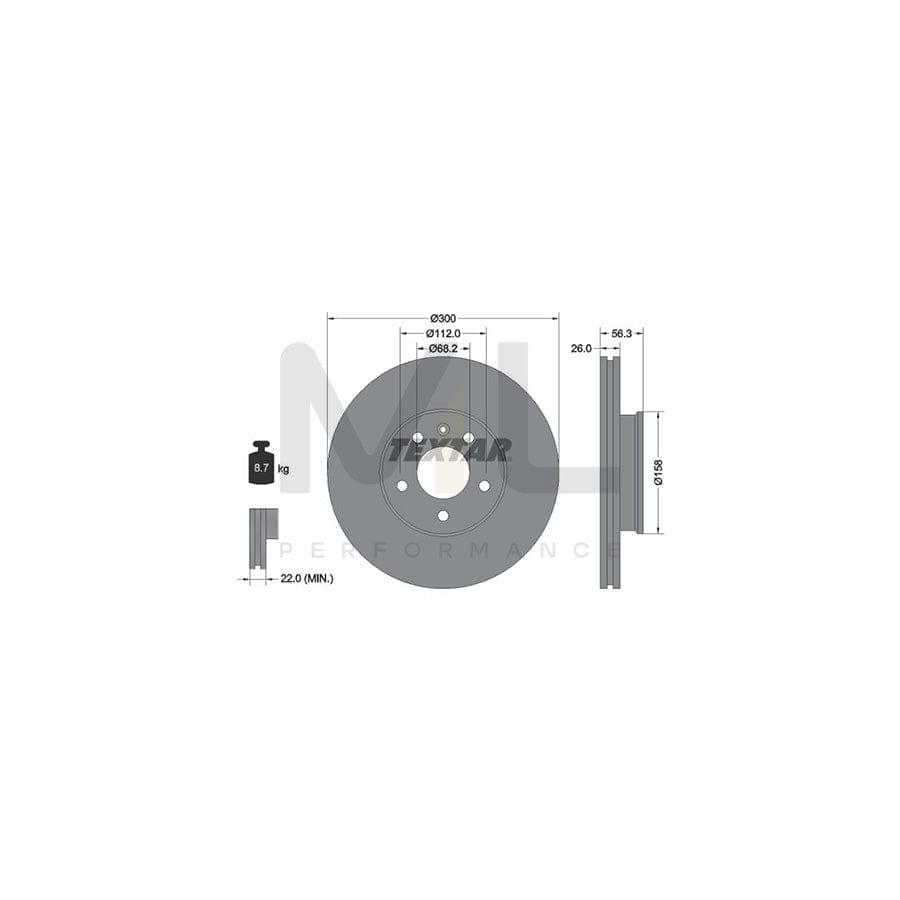 TEXTAR 92109800 Brake Disc Internally Vented, without wheel hub, without wheel studs | ML Performance Car Parts