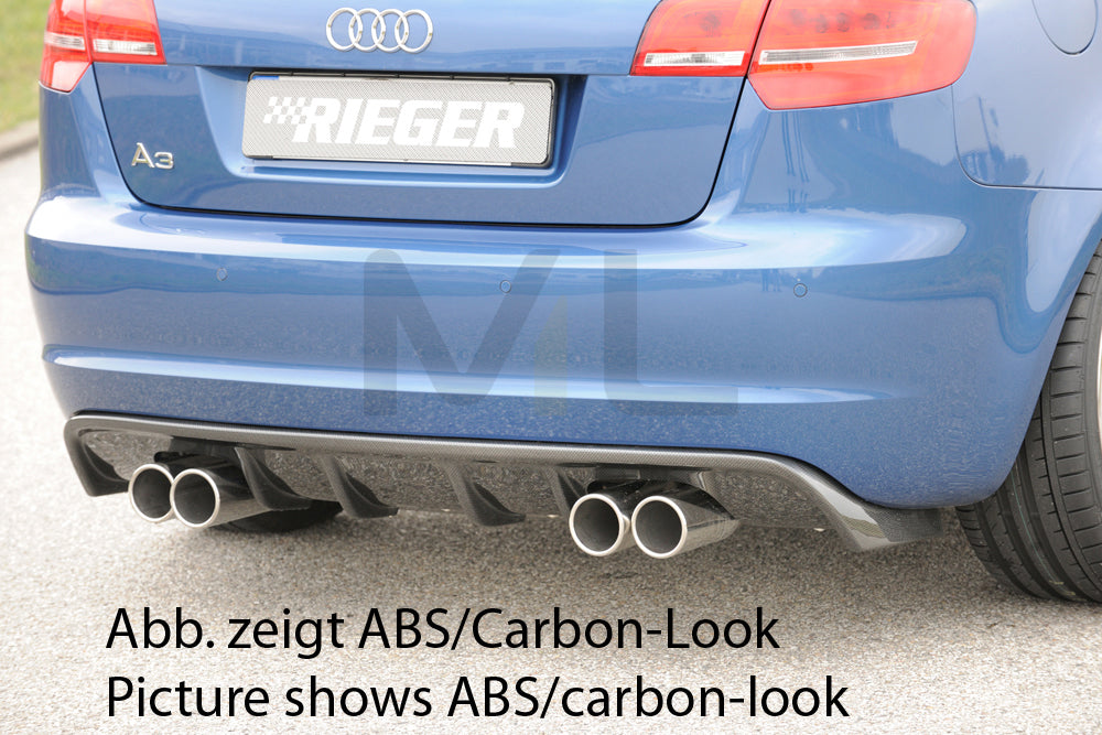 Rieger 00056777 Audi 8P A3 Rear Diffuser 1 | ML Performance UK Car Parts