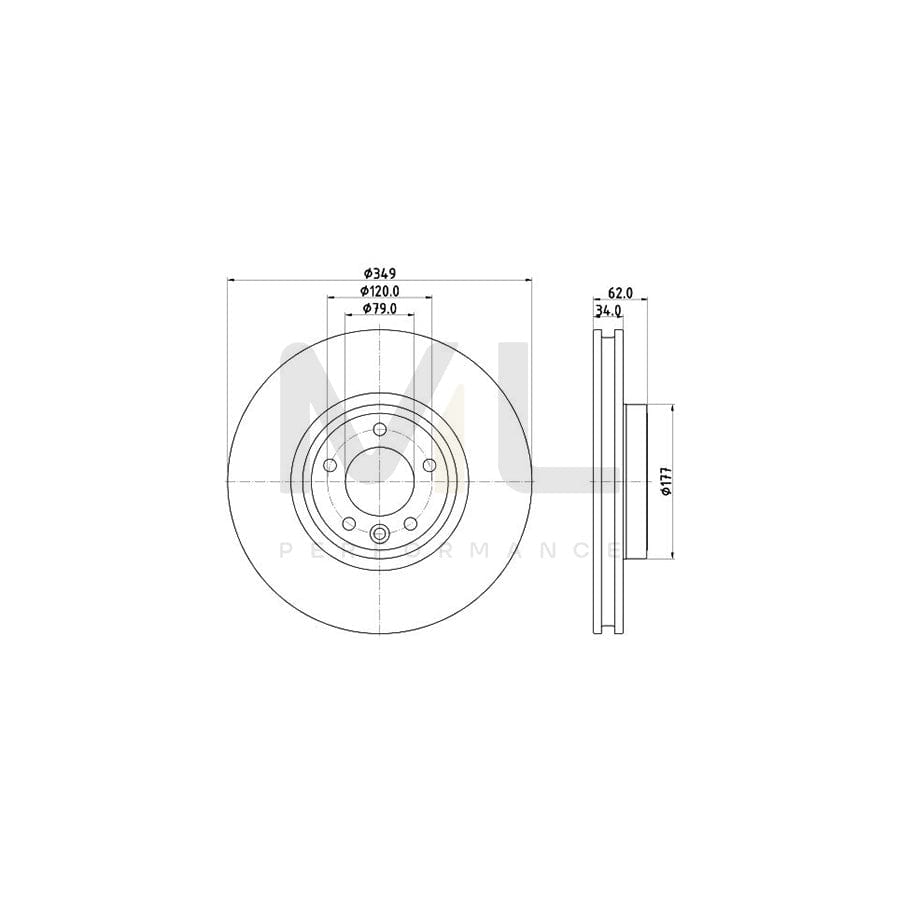 HELLA 8DD 355 132-551 Brake Disc Internally Vented, Coated, High-carbon, without wheel hub | ML Performance Car Parts