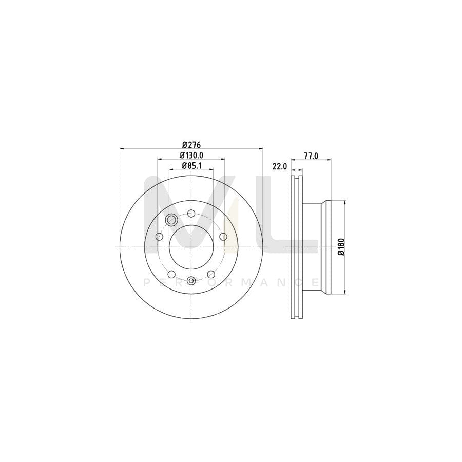 HELLA PRO High Carbon 8DD 355 128-251 Brake Disc Internally Vented, Coated, High-carbon, without wheel hub, without wheel studs | ML Performance Car Parts