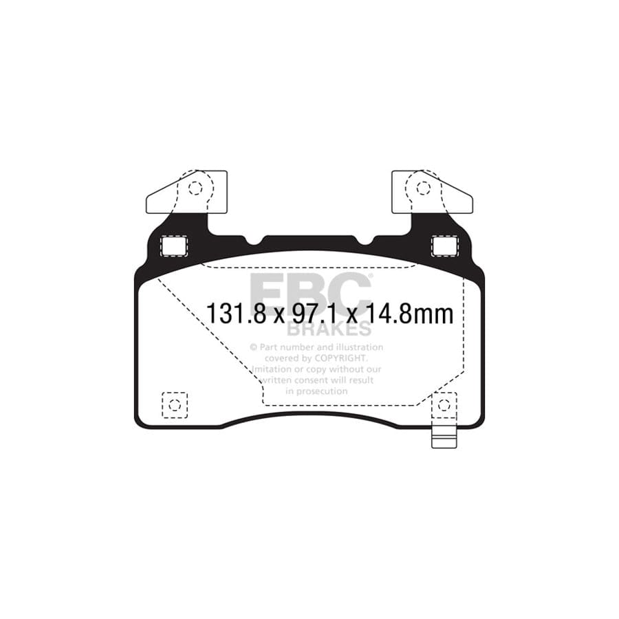 EBC PD03KF1557 Tesla Yellowstuff Front Brake Pad & Plain Disc Kit - Brembo Caliper (Inc. Model S & Model X) 2 | ML Performance UK Car Parts