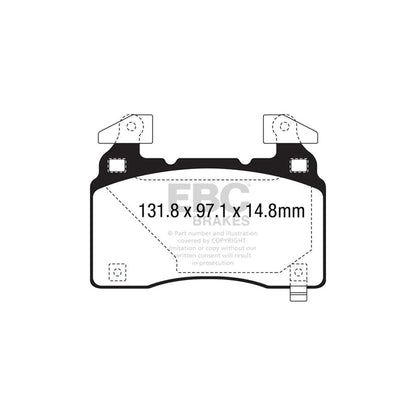 EBC PD03KF1557 Tesla Yellowstuff Front Brake Pad & Plain Disc Kit - Brembo Caliper (Inc. Model S & Model X) 2 | ML Performance UK Car Parts