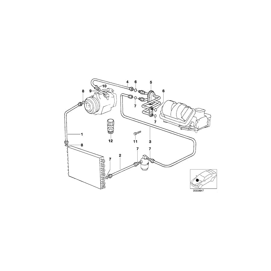 Genuine BMW 64538390473 E34 E32 Condenser-Dryer Pressure Hose Assy R12/R134A (Inc. M5 3.6, 525ix & 525td) | ML Performance UK Car Parts