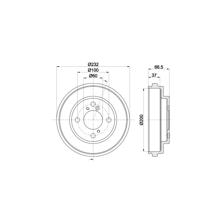 Hella 8DT 355 303-051 Brake Drum