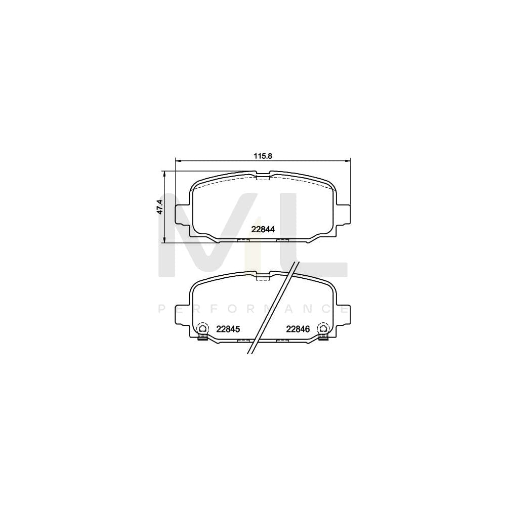 Hella 8DB 355 039-411 Brake Pad Set For Jeep Compass (Mp, M6) With Acoustic Wear Warning, With Brake Caliper Screws, With Accessories | ML Performance Car Parts