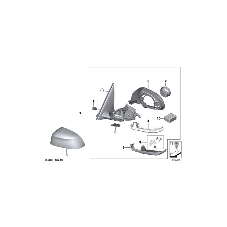 Genuine BMW 51168738377 G02 Heated Outside Mirror, Memory Bus, Left (Inc. X4) | ML Performance UK Car Parts