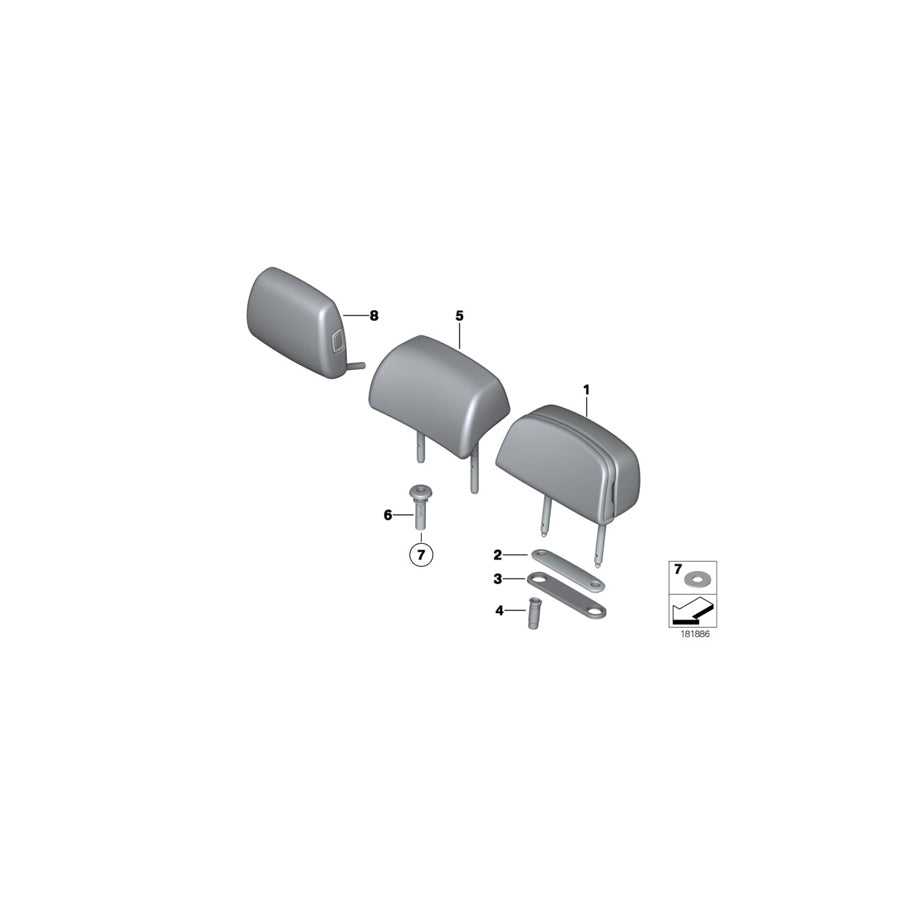 Genuine BMW 52207217145 F03 F01 Guide, Headrest OYSTER (Inc. Alpina B7LX, 730Ld & 740Li) | ML Performance UK