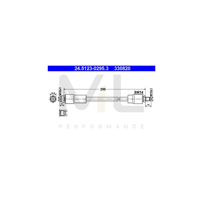 ATE 24.5123-0295.3 Brake Hose suitable for MERCEDES-BENZ Vaneo (W414) 295mm, M10x1 | ML Performance Car Parts