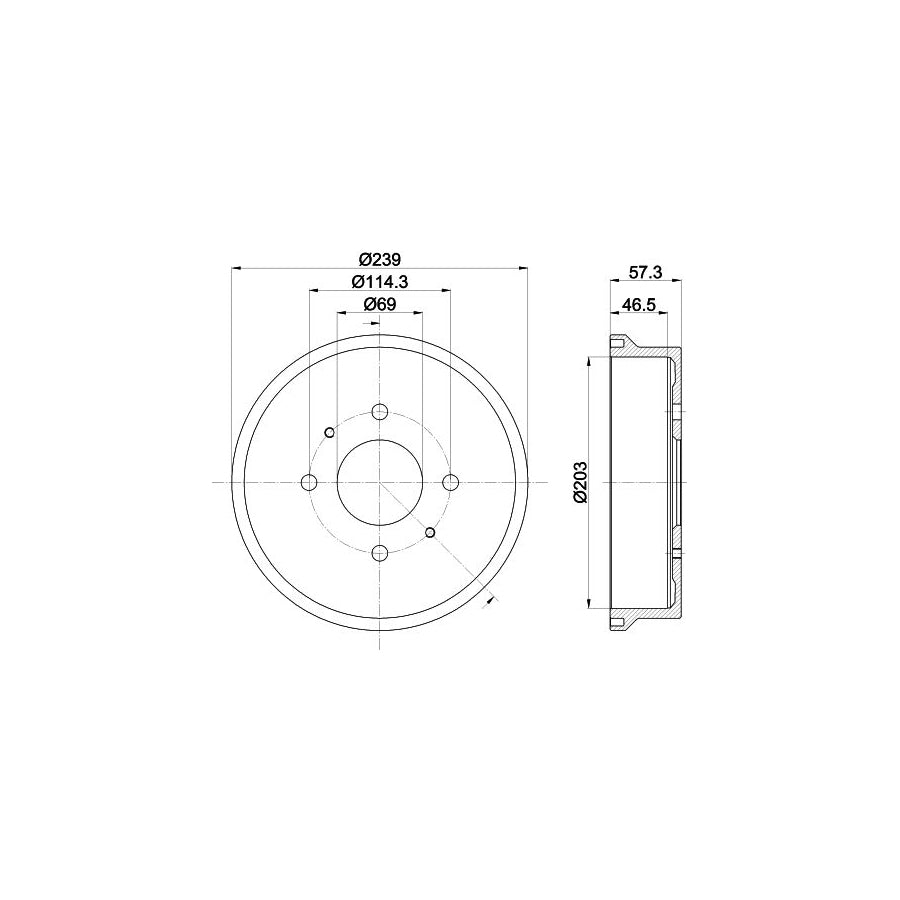 Hella 8DT 355 303-041 Brake Drum