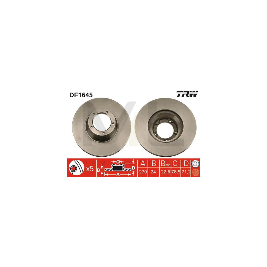 TRW DF1645 Brake Disc for FORD TRANSIT Vented | ML Performance Car Parts